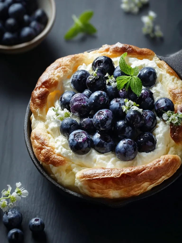 Low-Calorie Cottage Cheese Cloud Bread with Blueberries First Image