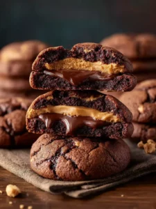Chocolate Peanut Butter Stuffed Cookies First Image